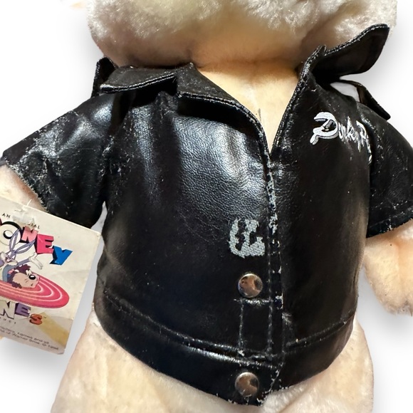 Looney Tunes 1995 Porky Pig That's All Folk's Plush Stuffed Leather Jacket - Picture 7 of 11